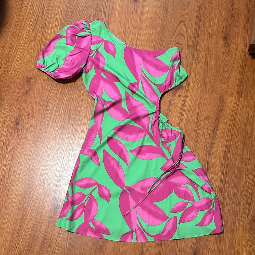 SHEIN Vibrant Green and Pink Dress